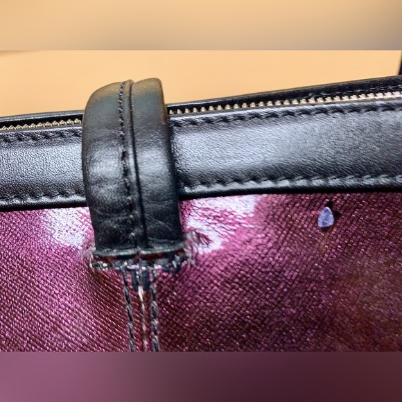 LODIS Black Leather Purple Aluminum Flash Laptop Tote Overnight Handbag Purse - Picture 5 of 16